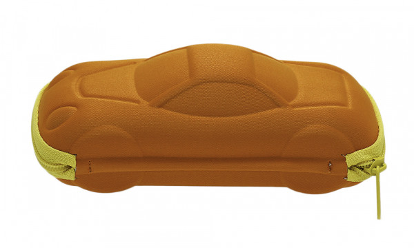 Kinderbrillenetui mit Reissverschluss - Auto - orange