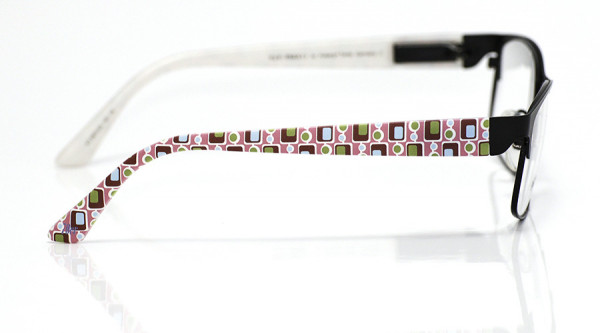 eye:max Wechselbügel 5870.2 Kunststoff Punkte Rechtecke 70er pink gelb weiß 135mm